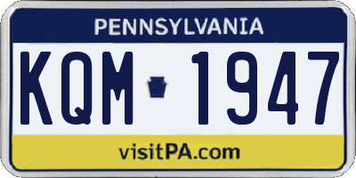 PA license plate KQM1947