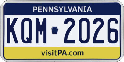 PA license plate KQM2026
