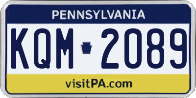 PA license plate KQM2089