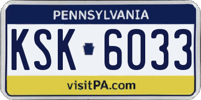 PA license plate KSK6033