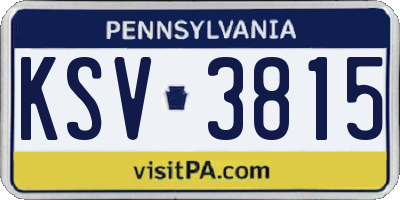 PA license plate KSV3815