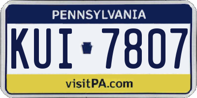 PA license plate KUI7807