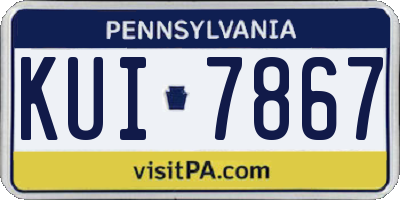 PA license plate KUI7867