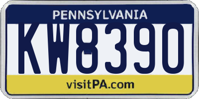 PA license plate KW8390