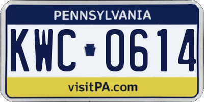 PA license plate KWC0614