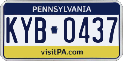 PA license plate KYB0437
