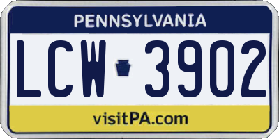 PA license plate LCW3902