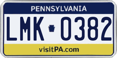 PA license plate LMK0382