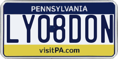 PA license plate LY08DON
