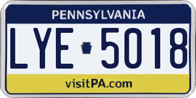 PA license plate LYE5018