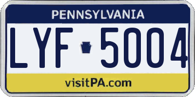 PA license plate LYF5004