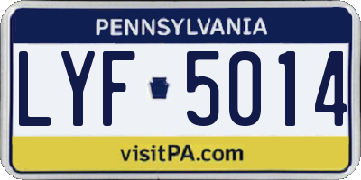 PA license plate LYF5014
