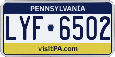PA license plate LYF6502