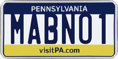 PA license plate MABNO1