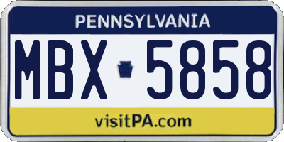 PA license plate MBX5858