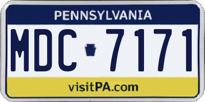 PA license plate MDC7171