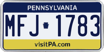 PA license plate MFJ1783