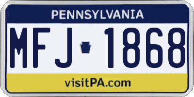 PA license plate MFJ1868
