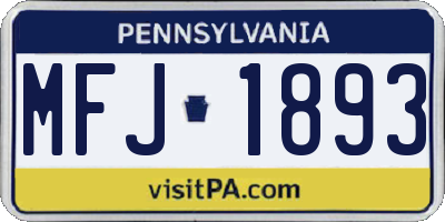 PA license plate MFJ1893