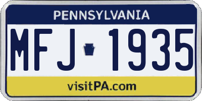 PA license plate MFJ1935