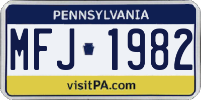 PA license plate MFJ1982