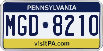 PA license plate MGD8210