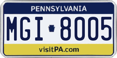 PA license plate MGI8005