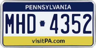 PA license plate MHD4352