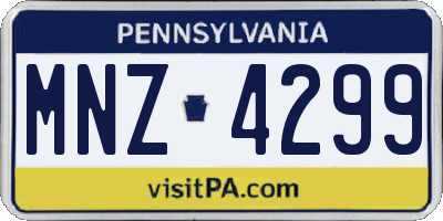 PA license plate MNZ4299