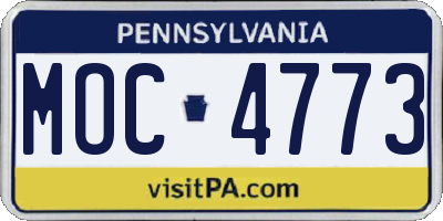 PA license plate MOC4773