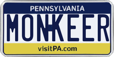 PA license plate MONKEER