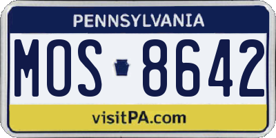 PA license plate MOS8642