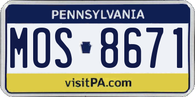 PA license plate MOS8671