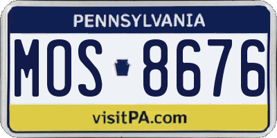 PA license plate MOS8676