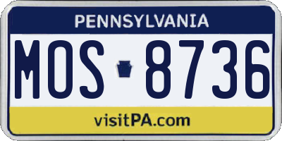 PA license plate MOS8736