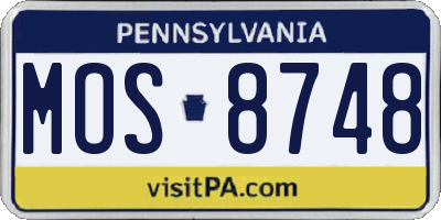 PA license plate MOS8748