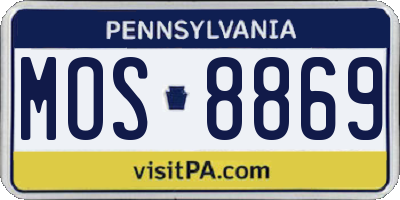 PA license plate MOS8869