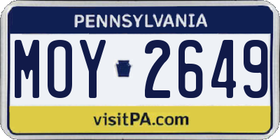 PA license plate MOY2649