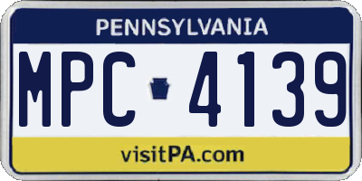 PA license plate MPC4139