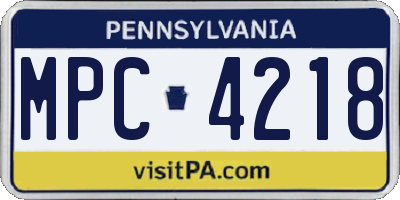 PA license plate MPC4218