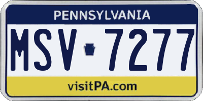 PA license plate MSV7277