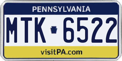 PA license plate MTK6522