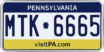 PA license plate MTK6665