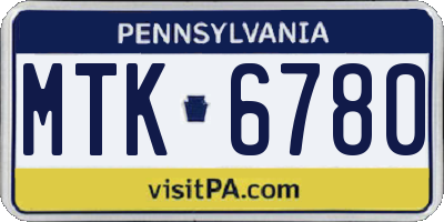 PA license plate MTK6780