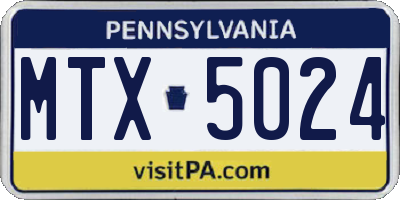 PA license plate MTX5024