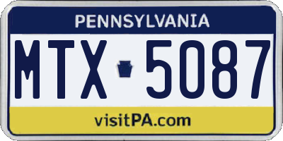 PA license plate MTX5087