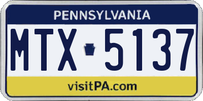 PA license plate MTX5137