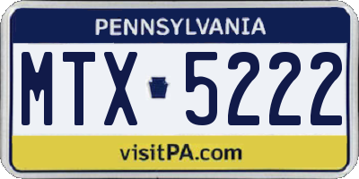 PA license plate MTX5222