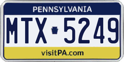 PA license plate MTX5249
