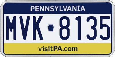 PA license plate MVK8135